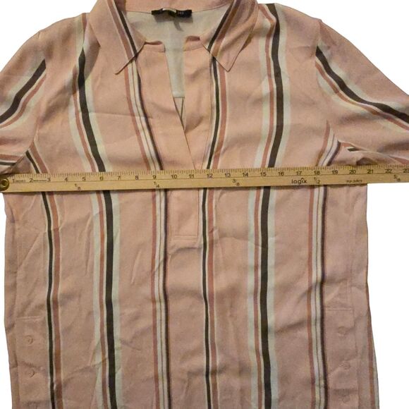 Lafayette 148 New York S Tunic Venita Parasol Stripe Crepe Blouse Long Sleeve - Picture 5 of 8